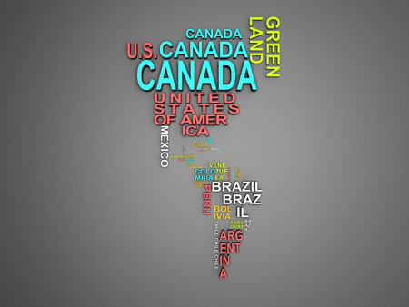 The amerika map with all states and their names 3d illustration on greyの写真素材