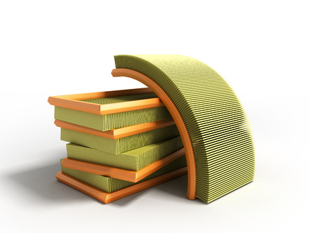 car air filter 3d render on whiteの写真素材