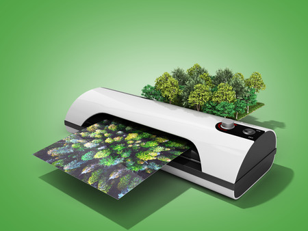 Modern high resolution wide format printing concept The real forest is transformed into an image...