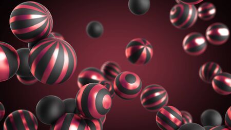 abstract background black spheres on a darck background 3d renderの写真素材