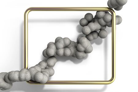 Abstract light color frame with soft beton balls 3d render image
