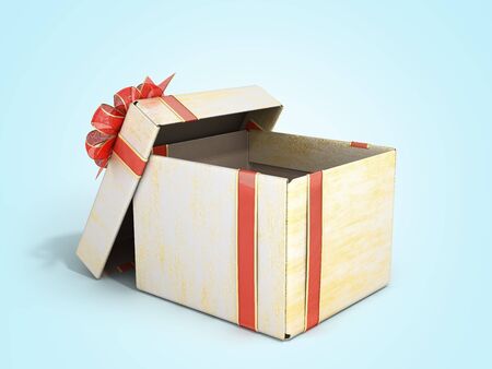 open empty new year Gift Boxe 3d render on blue gradient