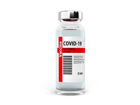 modern conceptsingle ampula vaccine from coronavirus 3d render on whiteの写真素材