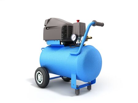 modern Blue Air Compressor 3d render on white background の写真素材