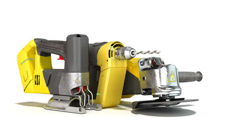 modern portable construction tool presentation of the object 3d render on white