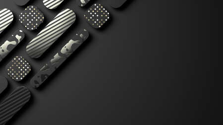 modern abstract dark background with place for text and stripes of different sizes in the upper left corner 3d renderの写真素材