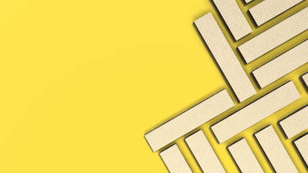 Four rectangle shape wafer biscuits 3d render on yellow background