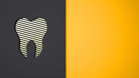 modern background on a dental theme in black and yellow colors with place for text doctor business card concept 3d render imageの写真素材