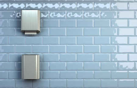 industrial equipment for public toilets napkin holder satchel in white room 3d render image