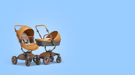 new modern leather stroller transformer 3d render on blueの写真素材