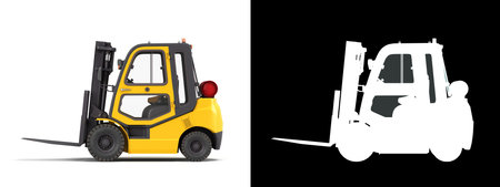 <p>forklift loader industrial vehicle concept 3d render on white with alpha</p>の写真素材