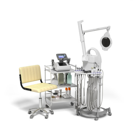 Dermatology and cosmetology clinic equipment 3d illustration on whiteの写真素材