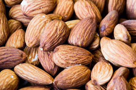 a few almonds macroの写真素材