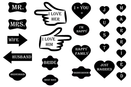 Accessories (attributes) for the wedding photo shootのイラスト素材