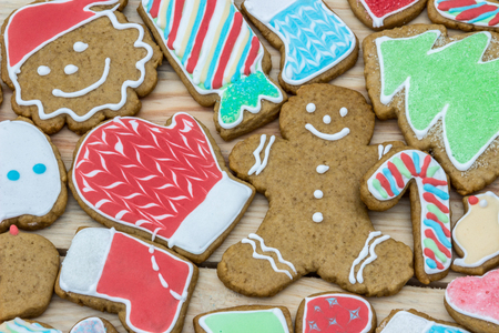Gingerbreads are decorated for the new year and Christmas (can be used as card)の写真素材