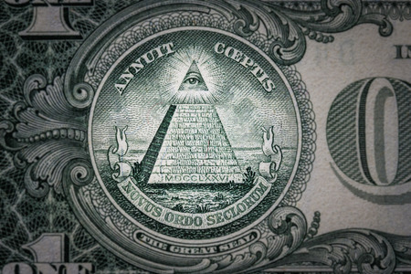 all-seeing eye on the one dollar. New world order. elite characters. 1 dollar.の写真素材