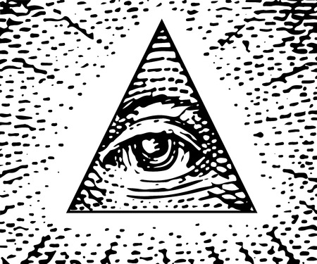 All Seeing eye of the new world order. Vector illustrationのイラスト素材