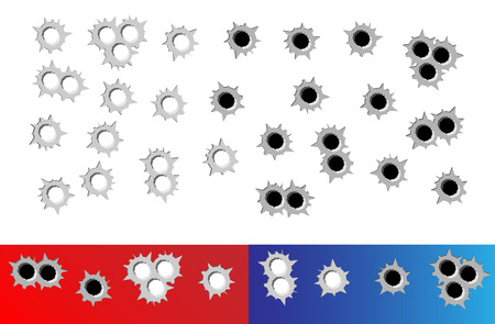 Set bullet holes, target shooting, isolated vector illustrationのイラスト素材