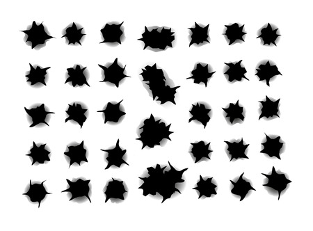 Set bullet holes, target shooting, isolated vector illustrationのイラスト素材