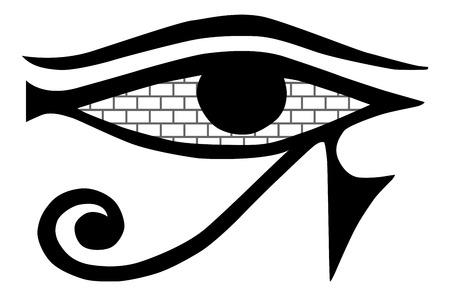 All-seeing eye. Mason sign on a white background. Masonic symbol isolated. Ancient Egypt Eye. Masonry walls in the eye. Vectorのイラスト素材