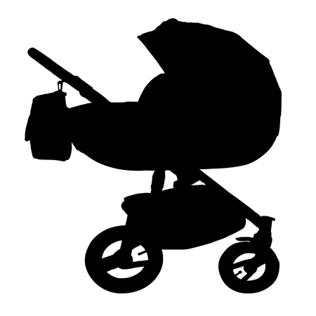 Baby carriage silhouette. Isolated stroller. Vectorのイラスト素材
