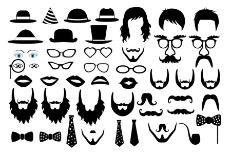 hipster retro icon party set vectorのイラスト素材