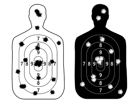 shooting range gun target with bullet holesのイラスト素材