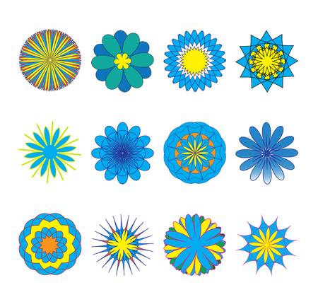 Flowers set, doodle colorful  flowers. Vector illustrationのイラスト素材