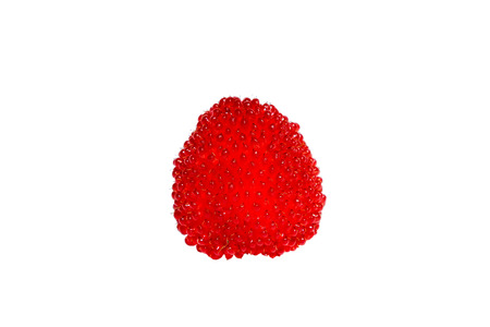 Raspberry and strawberry hybrid, isolated on white background, Rubus rosifoliusの写真素材