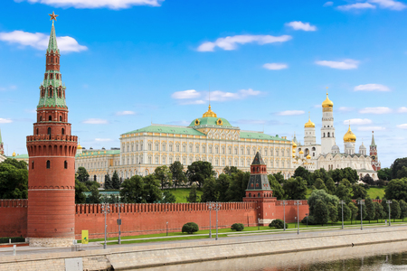 Kremlin of Moscow, Russia. The view from the big stone bridge.のeditorial素材