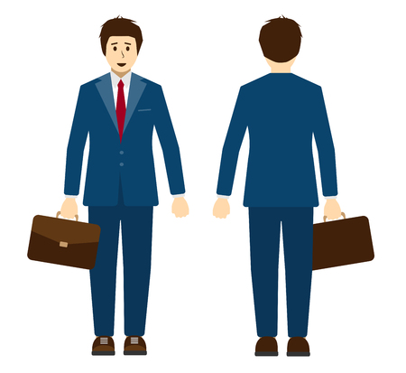 A cartoon character in a suit with a tie and briefcase, vectorのイラスト素材