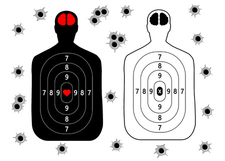 Target for shooting, human silhouette set, bullet holes. Vector illustration isolated Target for shooting, human silhouette set, bullet holes. Vector illustration isolated