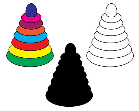 Children's pyramid, toy, icons, set Vector.のイラスト素材