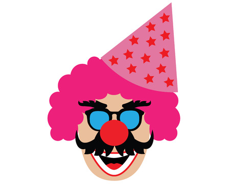 Clownâs head with hat isolated on white background.のイラスト素材