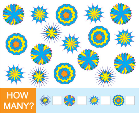 Counting doodle flowers. Game for children. Vector illustrationのイラスト素材