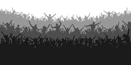 Applause sports fans. Cheering crowd people concert, party. Isolated background silhouette vector. Banner, posterのイラスト素材