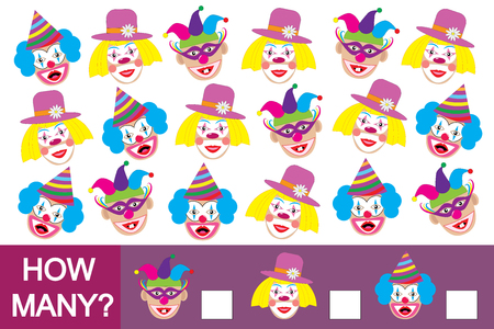 Counting educational game for children. How many clowns? Mathematicのイラスト素材
