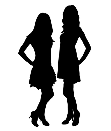 Girls fashion models, silhouette.Vectorのイラスト素材