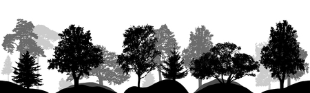 Set of trees, silhouettes isolated, vectorのイラスト素材