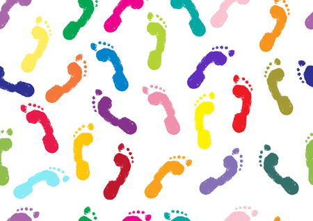 Seamless pattern. Footprints of human's bare feet. Vector illustrationのイラスト素材