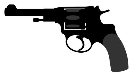 Revolver Nagant, pistol. Vector silhouette gun weaponのイラスト素材