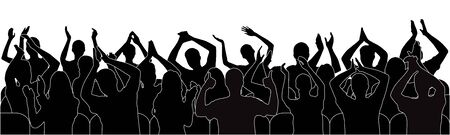 Audience, applauding people, silhouette of crowd. Vector illustration.のイラスト素材