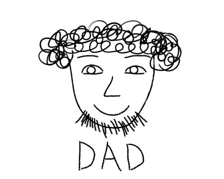 Kids drawing, portrait of father. Vector illustration.のイラスト素材