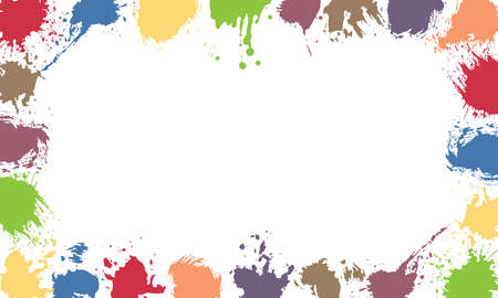 Frame with color blobs, used clipping mask. Isolated on white background. Vector Illustrationのイラスト素材