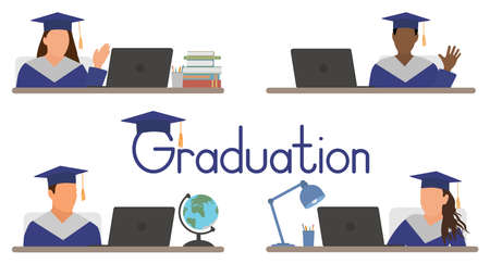 Virtual graduation ceremony.のイラスト素材
