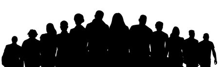 Society, silhouette of crowd people. Vector illustrationのイラスト素材