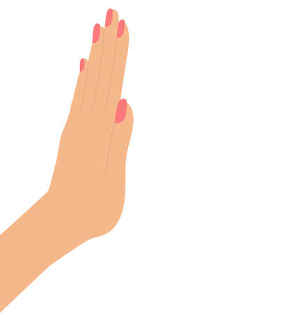 Stop sign, female hand saying no. vector illustrationのイラスト素材