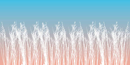 Beautiful wallpaper, color silhouette of wild plants on gradient background. vector illustrationのイラスト素材