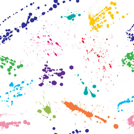 Beautiful seamless pattern of colorful ink blots and splashes. vector illustrationのイラスト素材