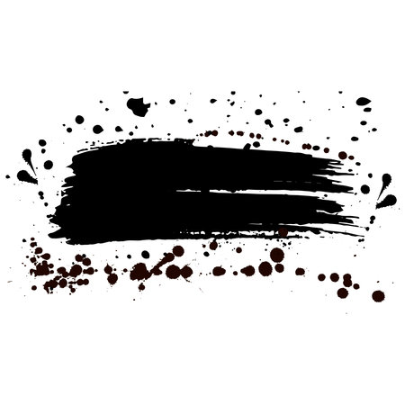 Brush stroke with ink drops. Grunge background. vector illustrationのイラスト素材